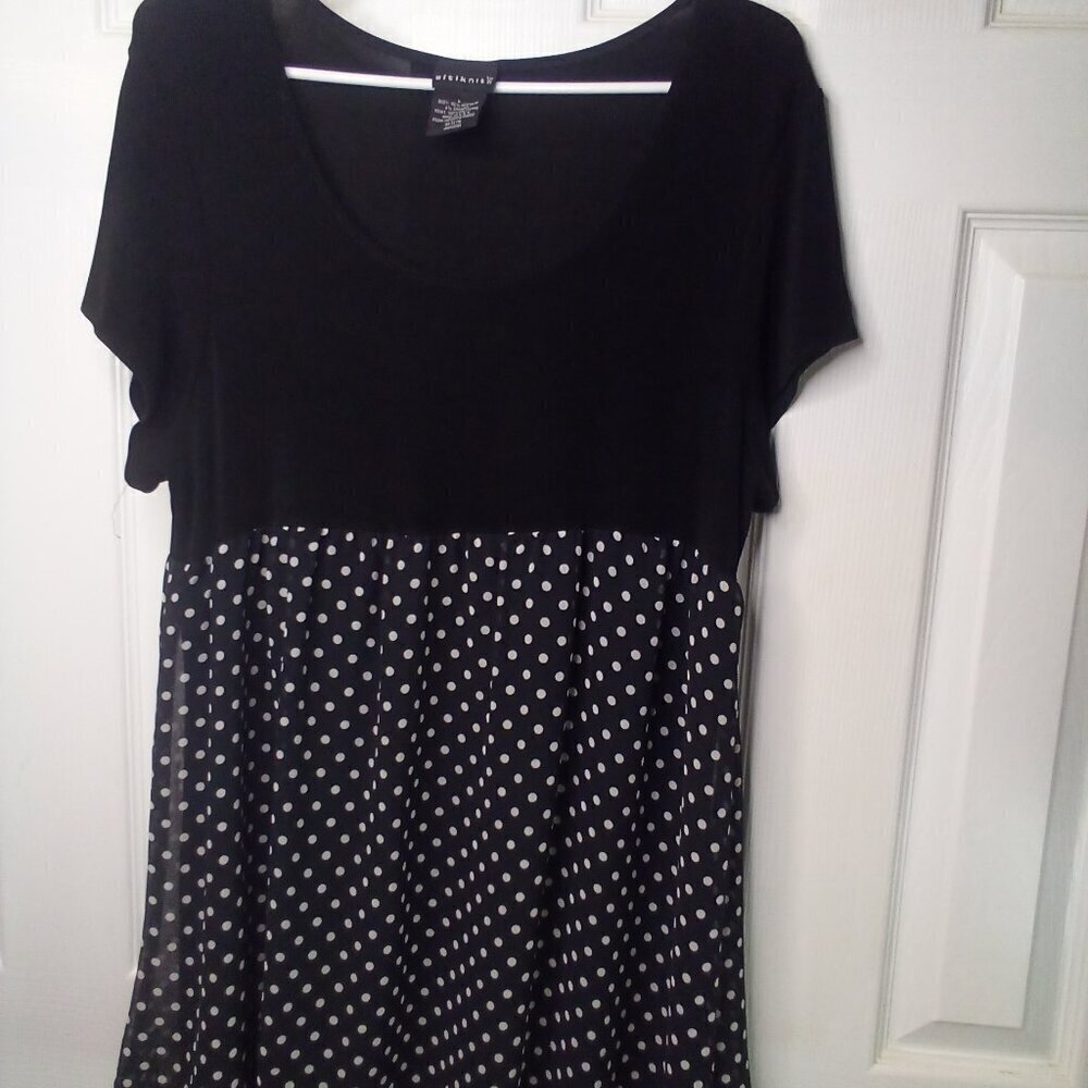 Citiknits Dress Women L Short Sleeve Polka Dot Black White - Picture 2 of 16
